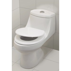 Fehér Cajon WC-ülőke fa maggal és fém zsanérokkal.