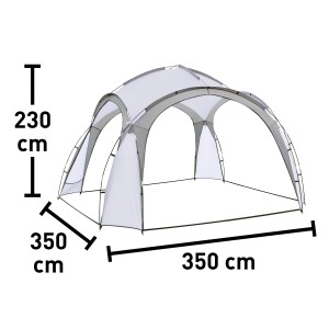 Eldora rendezvénysátor, világosszürke, 3,5x3,5x2,3 m. Pavilon UV-védelemmel és hálós oldalfalakkal.