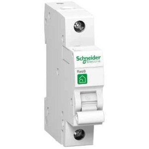 Fehér kismegszakító (MCB) a Schneider Electric-től.