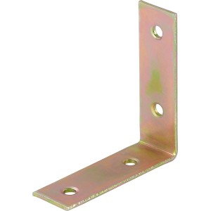 Sárga horganyzott széktartó konzol 60x60x18 mm fa szerkezetekhez.