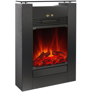 EL Fuego Tessin fekete elektromos kandalló fűtéssel és szabályozható lángokkal.