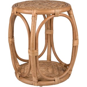 Kerek Safari Lodge rattan asztal, természetes színű, 45 cm magas, beltéri használatra.