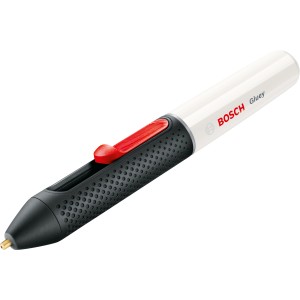 Bosch Gluey Marshmallow ragasztópisztoly: Akkus ragasztópisztoly piros csúszkával és finom fúvókával.