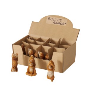 Boltze Albert dekorációs figura, 3-féle válogatás, barna mókus figurák a kijelzőn.