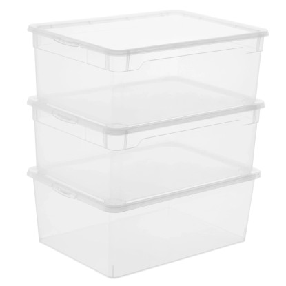 Rotho Clear Box-Set Men Shoe tároló doboz 10 l Átlátszó 3 részes