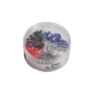 400 darabos érvéghüvely készlet, 0,5-2,5 mm², dobozban válogatva. Autóvillamossághoz.
