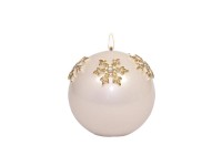 Gömb gyertya hópehely minta 8 cm