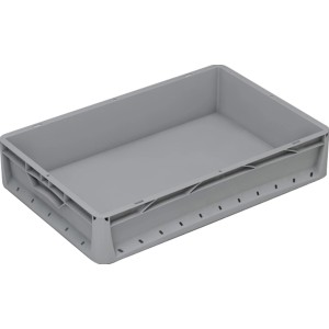 Szürke Eurobox-System doboz (60x40x12 cm) tömör fallal a moduláris tároláshoz.