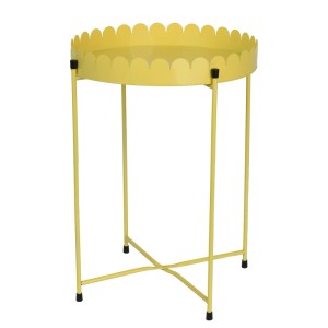Sárga Decoris vas virágállvány, Ø 32 cm, 45,5 cm magas. Beltéri növénytartó asztal.