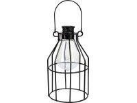 LED-es napelemes lámpás fém 10 cm x 10 cm x 17 cm fekete