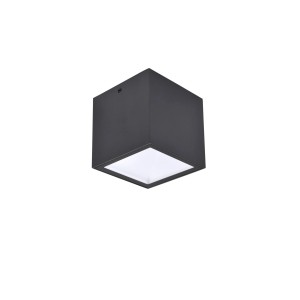 Négyzet alakú Lutec Gemini LED kültéri mennyezeti lámpa antracit színben, 8,5x8,5x8,5 cm.
