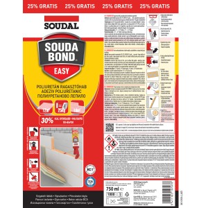 Soudal Souda Bond Easy, poliuretán ragasztóhab szigetelőlapokhoz és gipszkartonhoz.