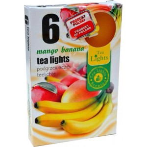 Illatos teamécses mangó banán, 6 darabos csomag. Tömbgyertyák & rúdgyertyák.