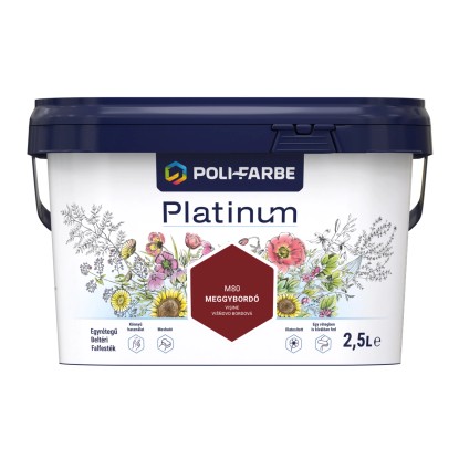 Poli - Farbe Platinum beltéri falfesték diszperziós M80 Meggybordó matt 2,5 l