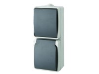 Aquatop falonkívüli váltókapcsoló + dugalj függőleges IP54 szürke Aquatop falonkívüli váltókapcsoló + dugalj függőleges IP54 szürke