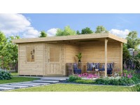 Weka kerti faház San Remo A natúr sz x mé: 541 cm x 238 cm ebből 303 cm terasz