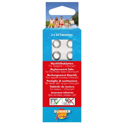 Summer Fun utántöltő tabletták a Chlormethode víztesztelő készülékhez 2 x 30 dar