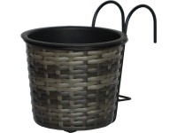 Polirattan balkonra rakható virágcserép antracit-szürke 19 cm x 19 cm x 22 cm