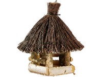 Madáretető ház rőzsetetővel kerek