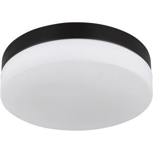 Fekete, kerek Globo kültéri mennyezeti lámpa opálüveggel, 2 izzós, 240x65 mm.