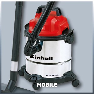 Einhell TC-VC 1812 S nedves-száraz porszívó rozsdamentes acélból, tartozékokkal.