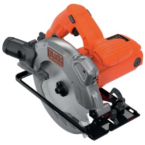 Black+Decker CS1250LA kézi körfűrész, 1250 W, 2 fűrészlappal. Narancssárga fogantyú, szürke ház.