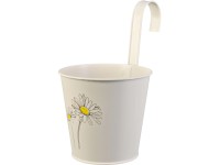 Cink felakasztható cserép lakk. virágminta krémszínű 14,6 cm x 16 cm