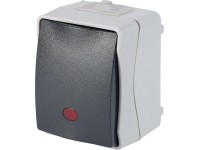 Nedves helyiségekben használható kontroll-/váltókapcsoló IP44 szürke Nedves helyiségekben használható kontroll-/váltókapcsoló IP44 szürke