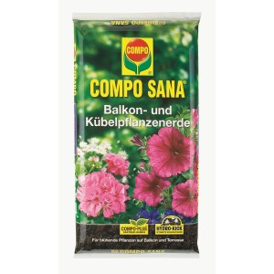 COMPO SANA balkon- és dézsás növényföld virágzó növényekkel.