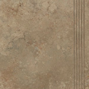 Lépcsőelem RAPOLANO BROWN matt barna kő imitációs fagyálló járólap 33 cm x 33 cm
