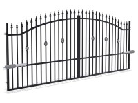 Kétszárnyú kapu Flora automata nyitóval horganyzott 400 cm x 160 cm fekete