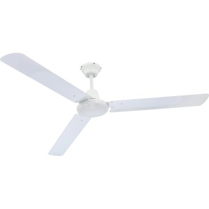 Fehér t.b.t. mennyezeti ventilátor három lapáttal a jó légkeringésért.
