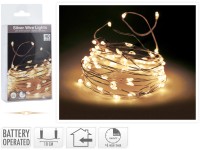 LED-es fényfüzér 40 melegfehér LED-del ezüstszínű dróton beltérre elemes LED-es fényfüzér 40 melegfehér LED-del ezüstszínű dróton beltérre elemes