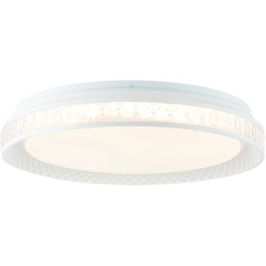 Okos LED mennyezeti lámpa Burlie, fehér/átlátszó, Ø 39 cm. Dimmerelhető lámpa távirányítóval és WIFI-vel.