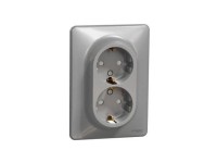 SEDNA 2x2P+F csatlakozóaljzat biztonsági zsaluval csavaros bekötés 16A alumínium