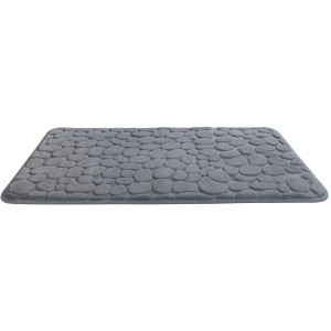 Szürke Wenko Memory Foam Pebbles fürdőszobaszőnyeg, 50x80 cm, kavicsmintával.