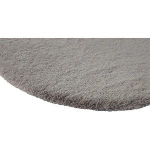 Szürke kerek műszőrme ülőpárna, Ø 35 cm, bolyhos poliészter felülettel. Ideális székekhez és dekorációhoz.