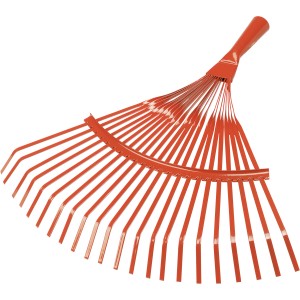 Piros fém lombseprű, 39 cm széles, porszórt bevonattal, levelekhez és kerti hulladékhoz.