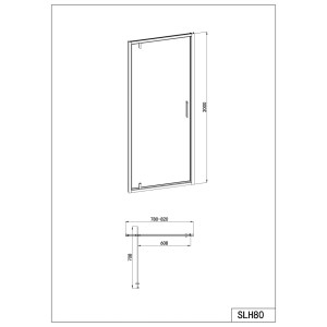 SANOSLIM pivot zuhanyajtó 80 x 200 cm matt fekete
