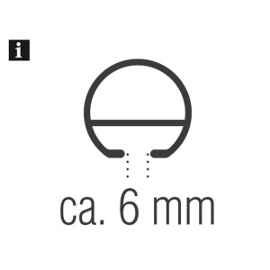 A Gardinia Memphis függönykarnis síncsatornájának (kb. 6 mm) közeli képe, fekete.
