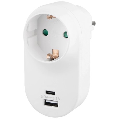 OBI csatlakozóaljzat-adapter 2 db USB-porttal fehér