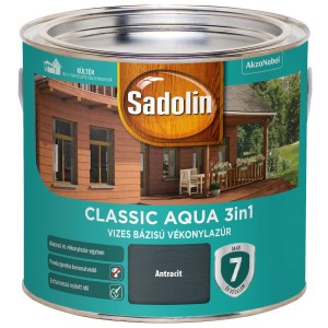 Sadolin Classic Aqua 3in1 favédő lazúr, antracit, kültéri használatra.