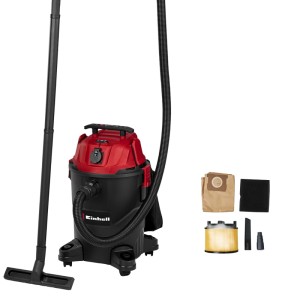 Einhell TC-VC 2555 A fekete-piros nedves-száraz porszívó tartozékokkal.