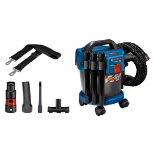 Bosch Professional akkus ipari porszívó GAS 18 V-10 L tartozékokkal és tömlővel.