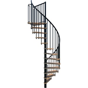 Minka Berlin csigalépcső, bükk/fekete, Ø120cm. Beltéri spirál lépcső.