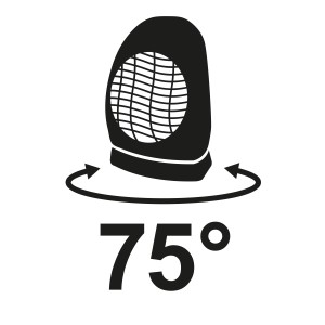 Fűtőtest ikon 75°-os oszcillációval a hőelosztáshoz.