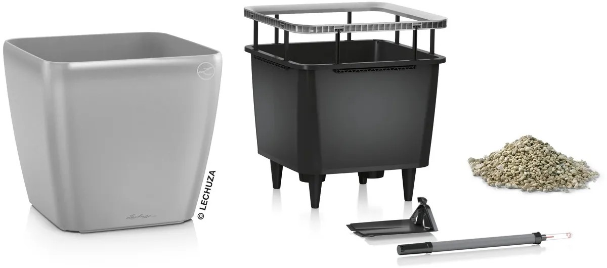 Lechuza plantenbak quadro 35 ls all in one houtskool 16163