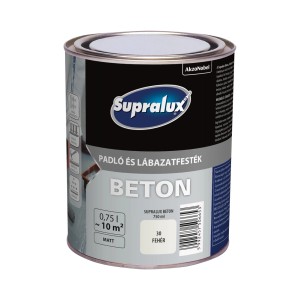 Doboz Supralux betonfesték, fehér, matt, 0,75l. Betonfesték beltéri és kültéri használatra.