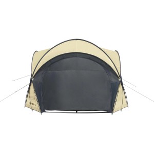 Bestway Lay-Z-Spa pezsgőfürdő pavilon, 390x390x255 cm, bézs és szürke szövetpanelekkel ellátott medencesátor.