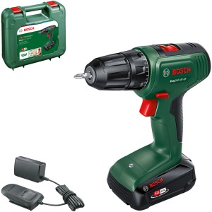 Bosch EasyDrill 18V-38 akkus fúró-csavarozó akkumulátorral, töltővel és kofferrel.